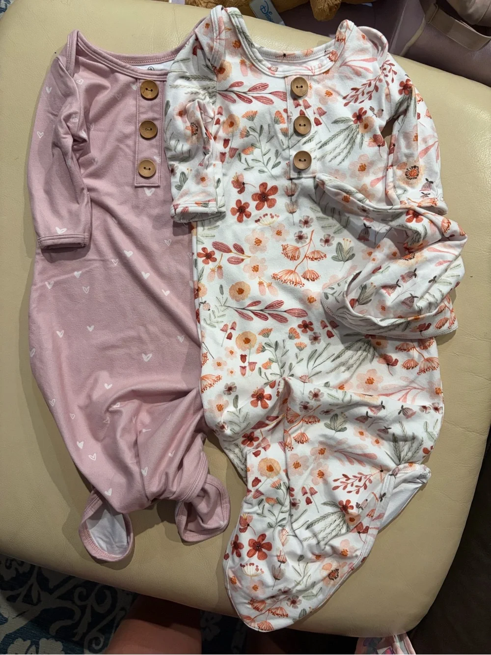 Caden Lane Pink & Floral Button-Front Sleep Gowns